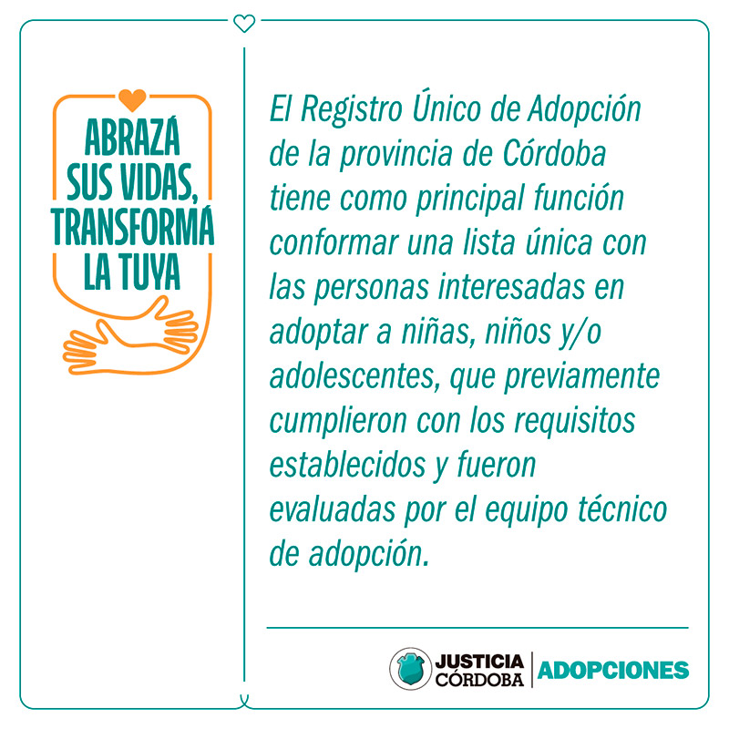 Día Mundial de la Adopción. Registro Único de Adopciones, Poder Judicial de Córdoba